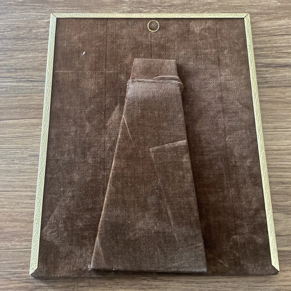 vintage gold-tone metal photo frame with a velvet back easel frame Art deco 8x10
